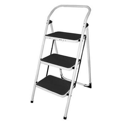 PROREGAL Kleine Giraf Enkelzijdige Metalen Opvouwbare Ladder, 3 Treden, Zwart, Draagvermogen 150 kg, Trapladder, Huishoudladder