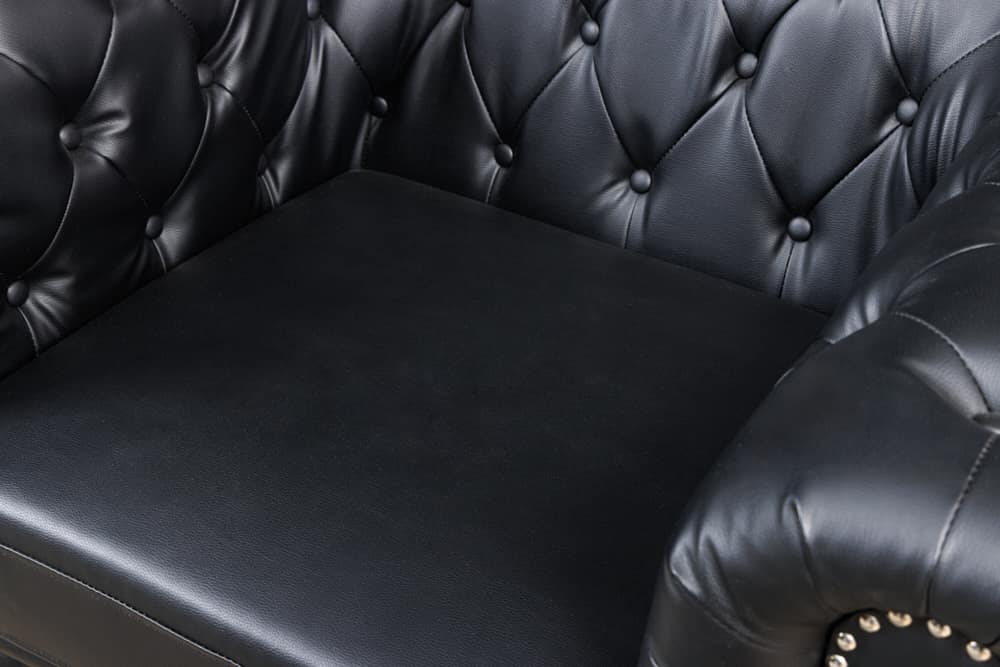 Design Sessel CHESTERFIELD 110cm matt schwarz Knopfheftung Federkern