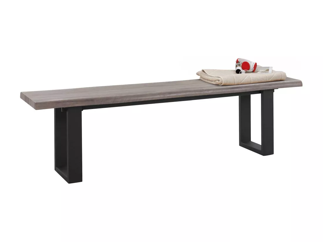 Selina | Banc 180 cm en effet bois gris / métal noir