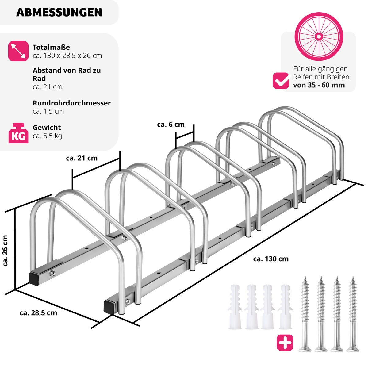 tectake roestvrijstalen fietsendrager, aan beide zijden toegankelijk