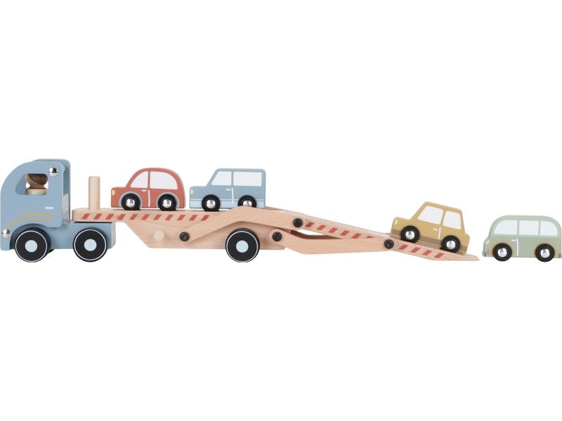 Little Dutch Spielzeugfahrzeug Holzlastwagen LKW-Spielzeug mit vier Fahrzeugen