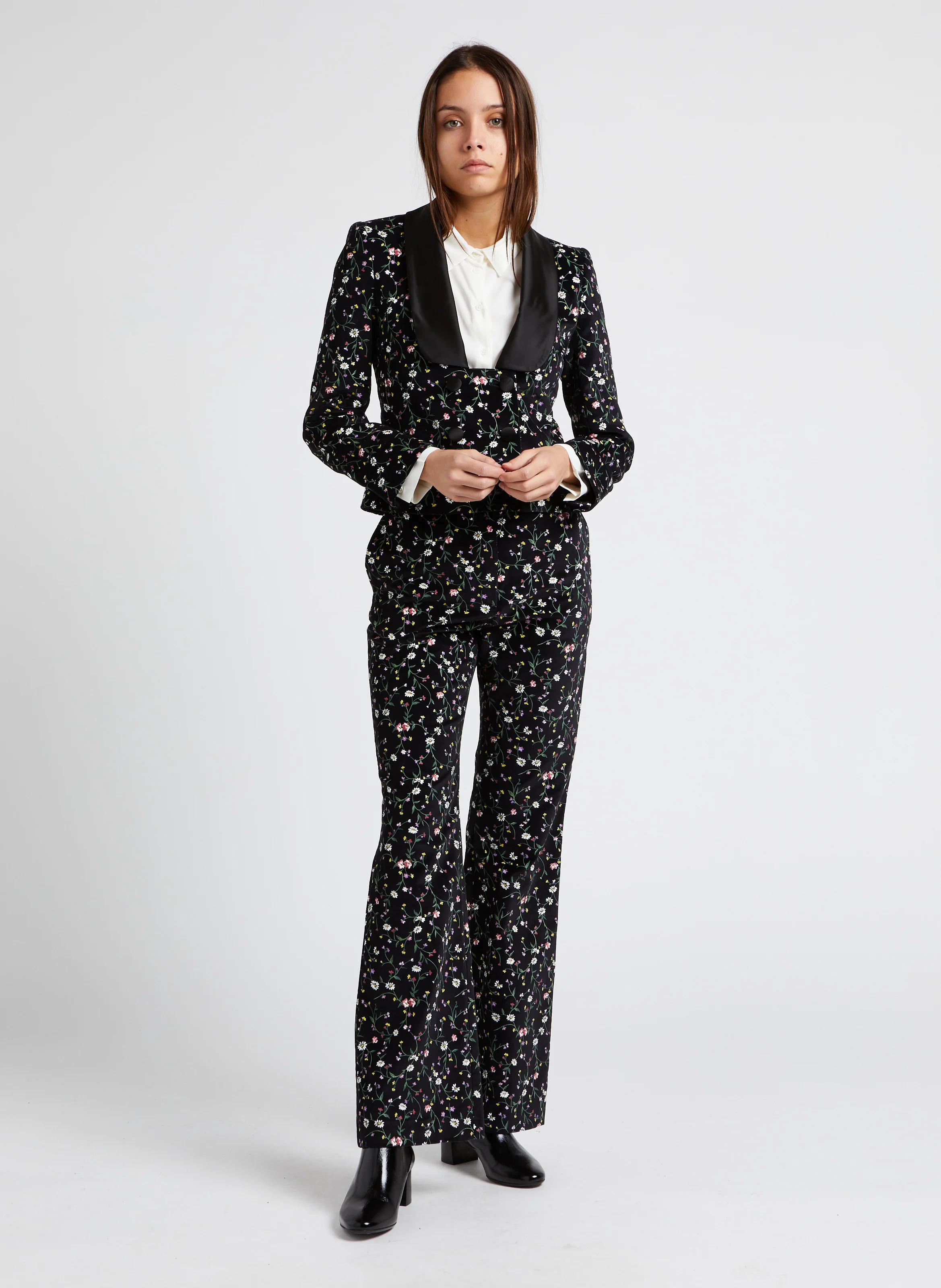 CRISTOF - Pantalon droit taille haute en coton | Noir