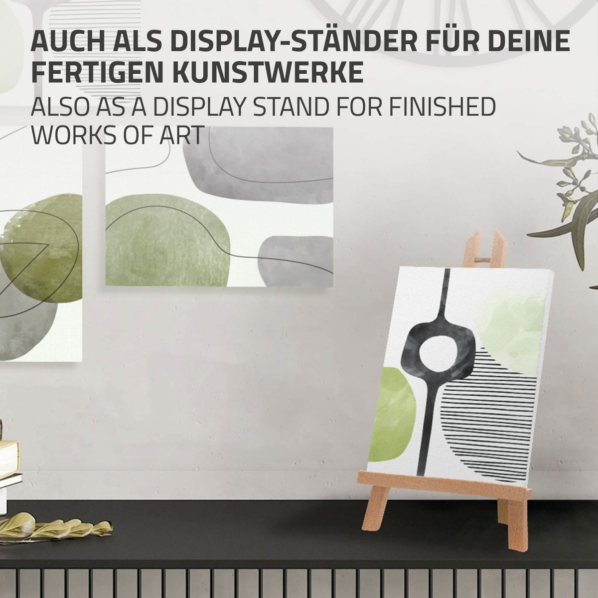 ECD Germany Opvouwbare tafel-ezel, Verstelbare houten zitting-ezel, Mini-schilder-ezel voor canvassen en spieraam tot 40 cm, Draagbare schilder- en presentatie-ezel, Houten ezel voor schilderijhouders