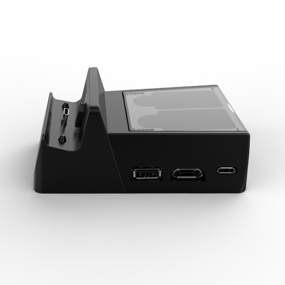 Ladegerät Dockingstation Charging Dock für Nintendo Switch mit Spiele Aufbewahrungsfach und HDMI / USB C / 3x USB - Schwarz