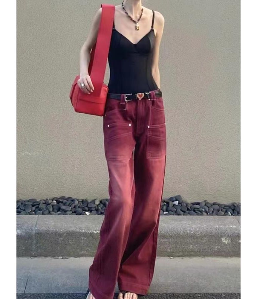 Coline - Hoge taille rechte pijpen jeans met zakken