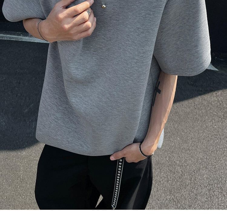 Freehop - T-shirt met korte mouwen en mockneck, effen