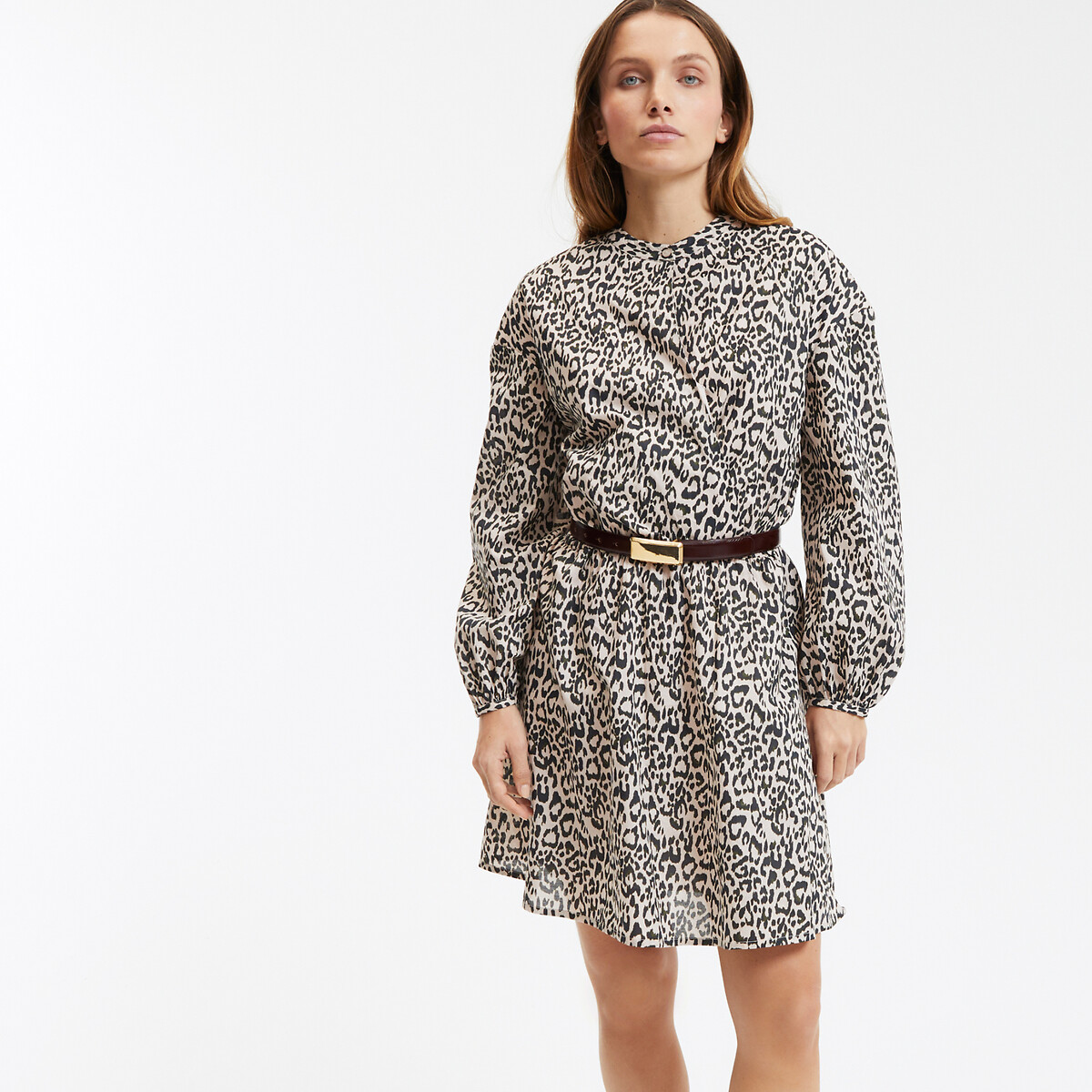 COLEÇÕES LA REDOUTE<br>Vestido curto e evasê com estampa animal