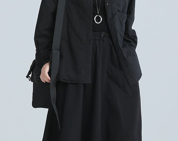 SIMPLE BLACK - Lange mouwen effen shacket