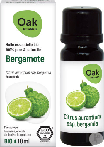 Oak Organic Bergamote Huile Essentielle 100% Pure Et Naturelle Flacon 10ml