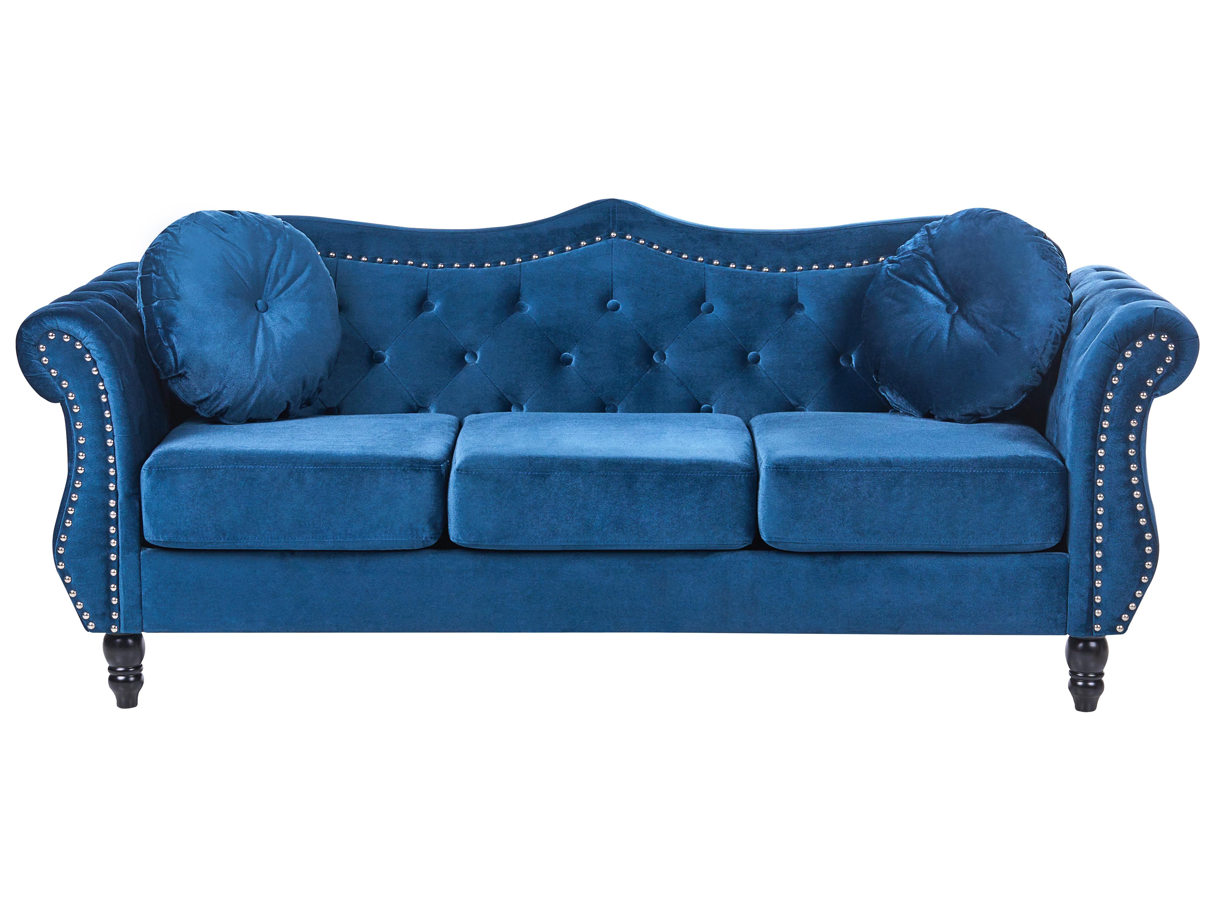 Bank 3-zits SKIEN Fluweel Marineblauw