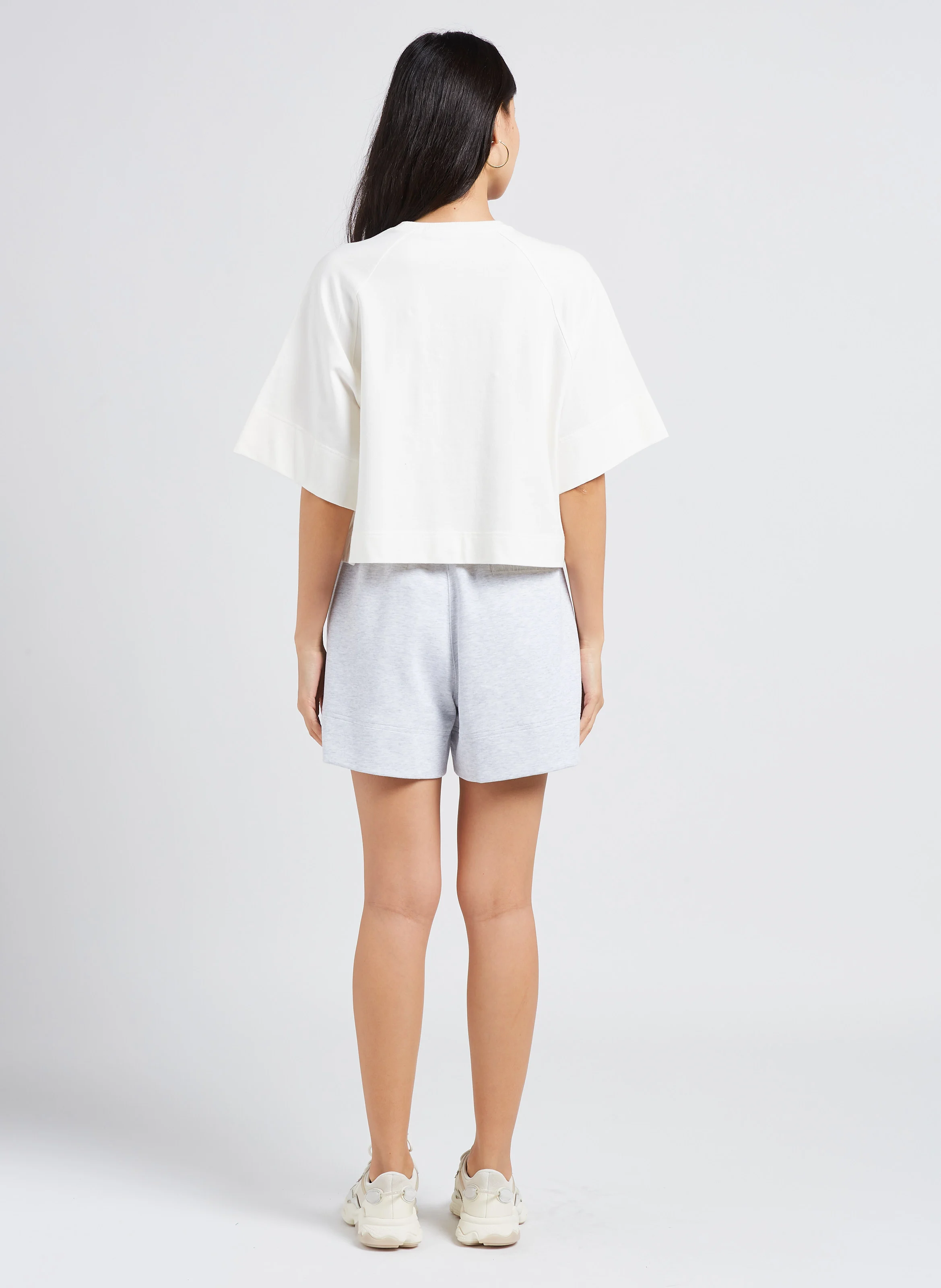 Short ample en coton mélangé | Gris