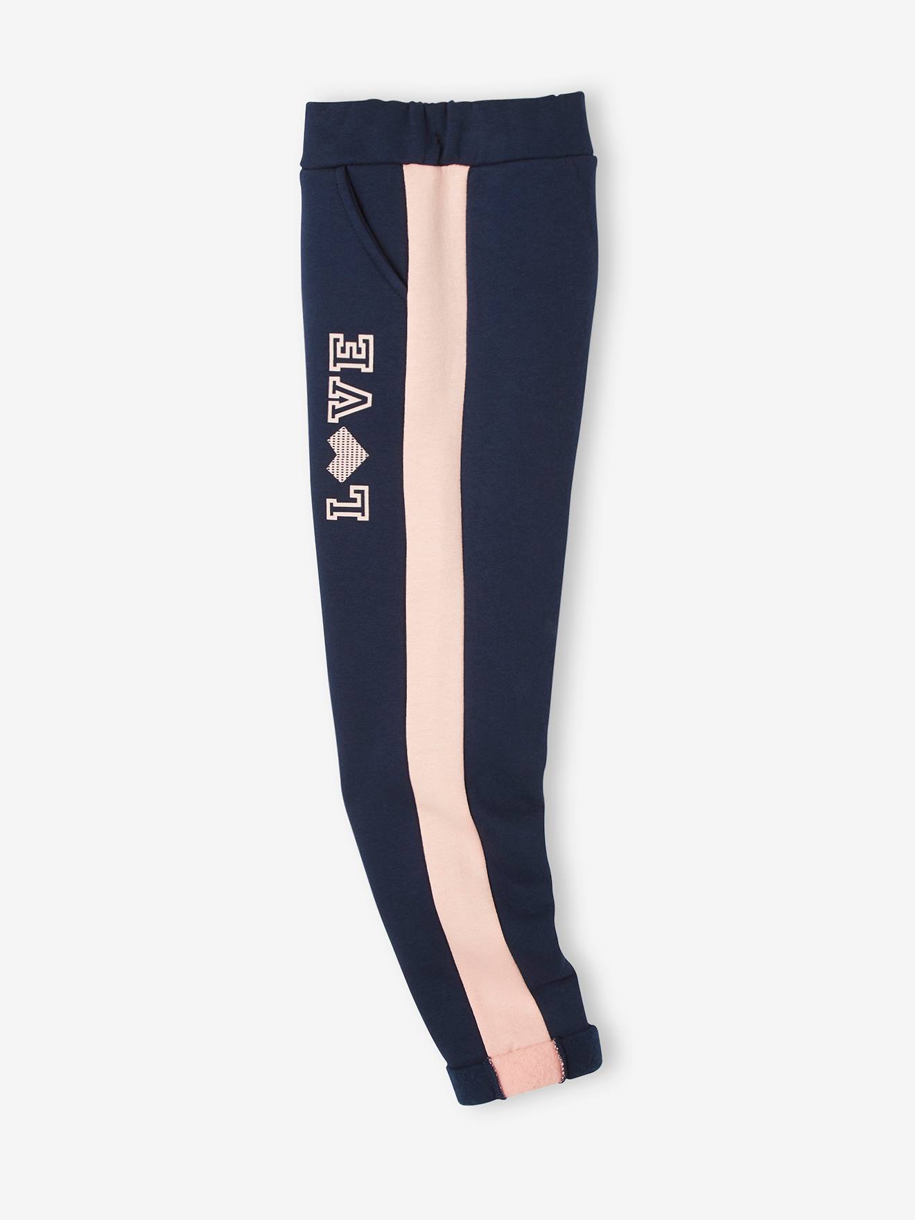 Calça de moletom feminina Clay em tecido atoalhado com listras laterais.
