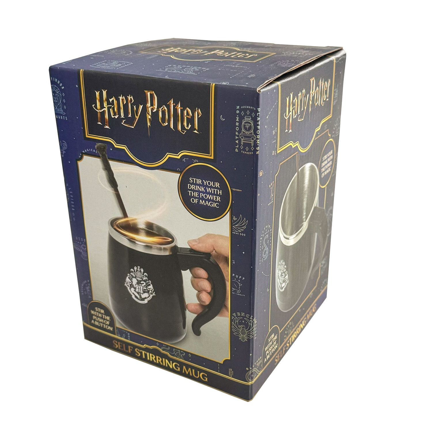 Thumbs Up! – (350ml) Harry Potter Selbstrührende Edelstahl Tasse Geschenk Tee Cup mit Zauberstab inkl. AAA Batterien (2000129) Lizenziert - Schwarz