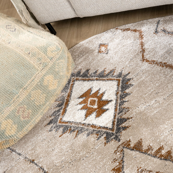 Berber vloerkleed rond - Blend Aztec Beige