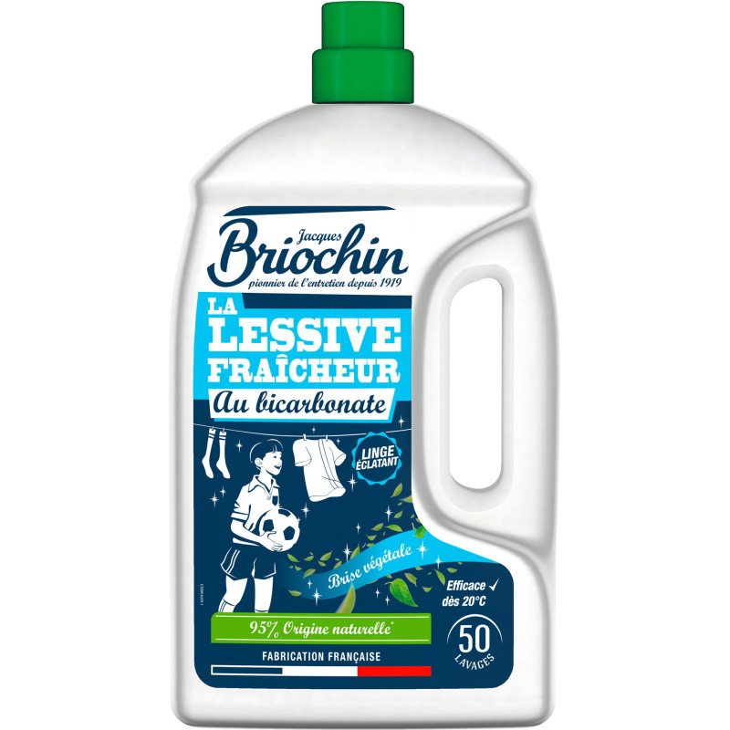 Lessive liquide au Bicarbonate Briochin Fraîcheur brise végétale - 50 lavages - Bidon de 2,27 L