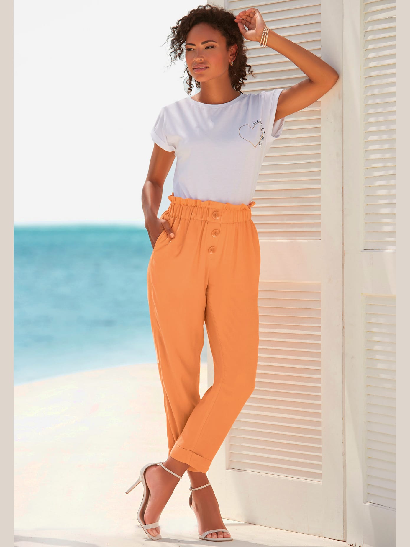 Pantalon paperbag léger avec ceinture élastique