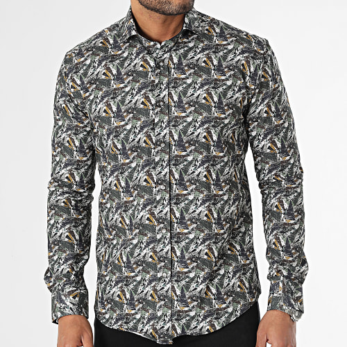 Chemise Manches Longues Vert Kaki Bleu Marine