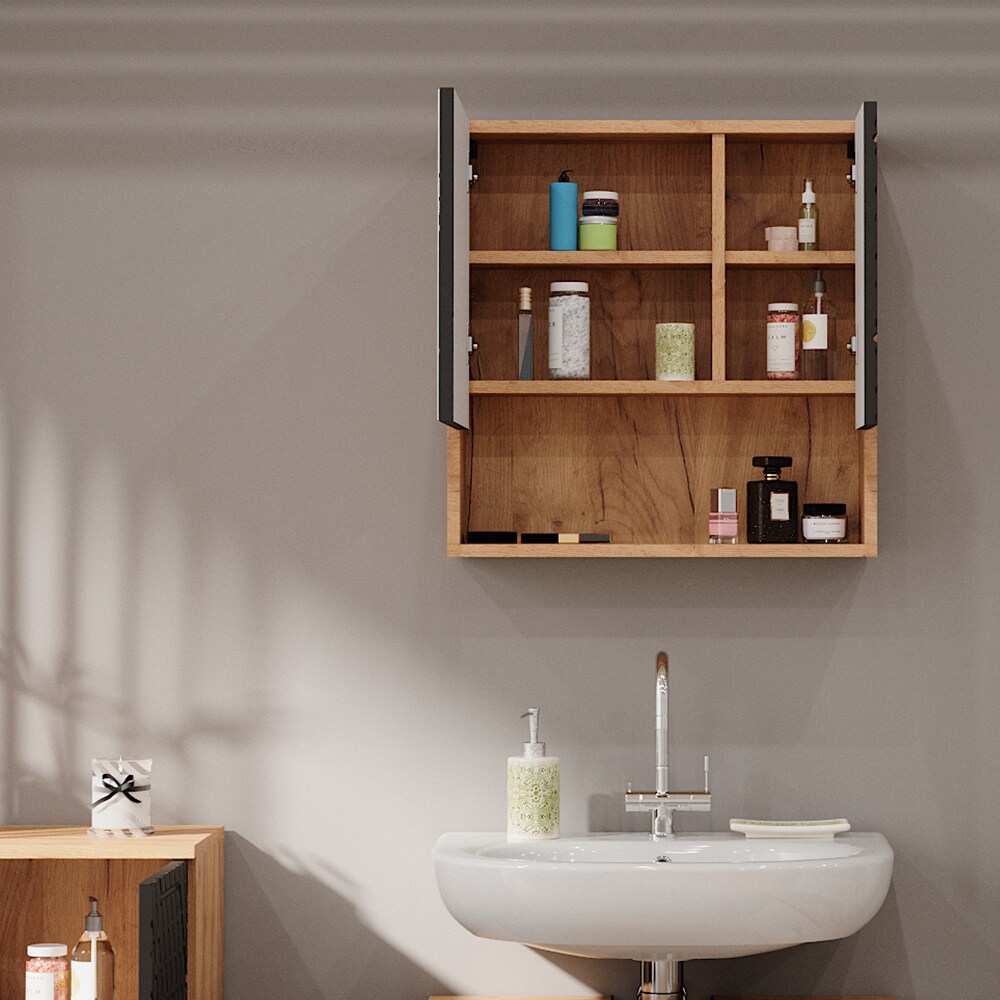 Vicco Badspiegelschrank Irma Eiche Anthrazit 54 x 55 cm Badezimmer
