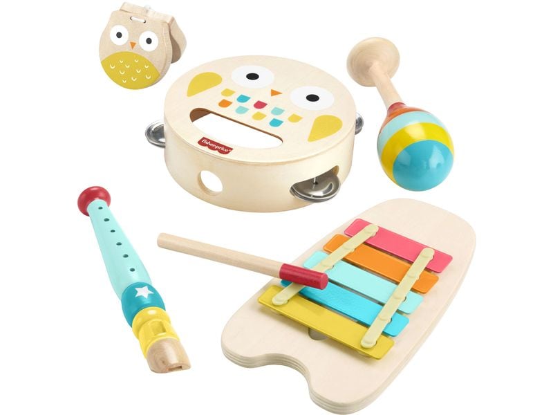 Fisher-Price Musik-Set aus Holz Nachhaltiges Geschenkset mit Musikinstrumenten