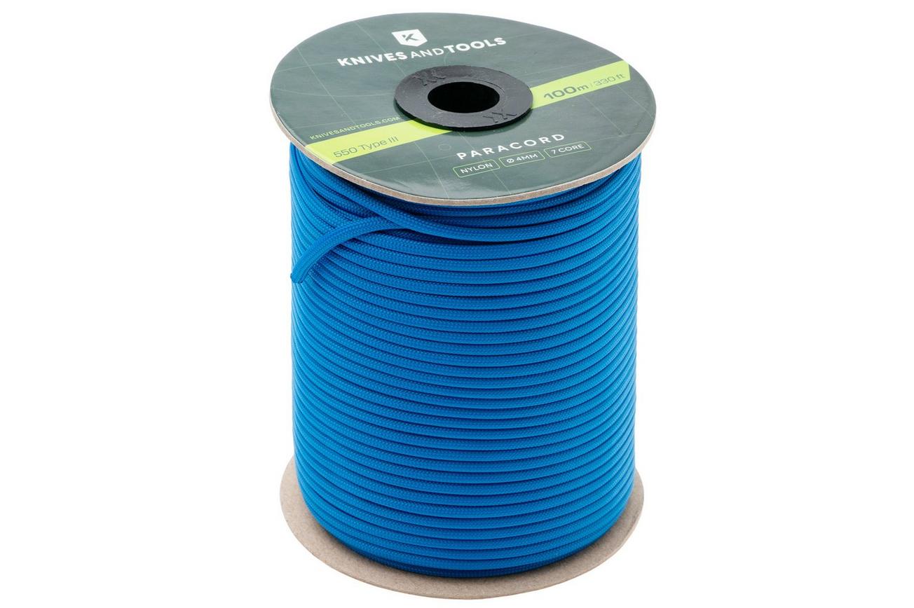 Knivesandtools 550 Paracord Type III, Blue, 330ft (100 m)