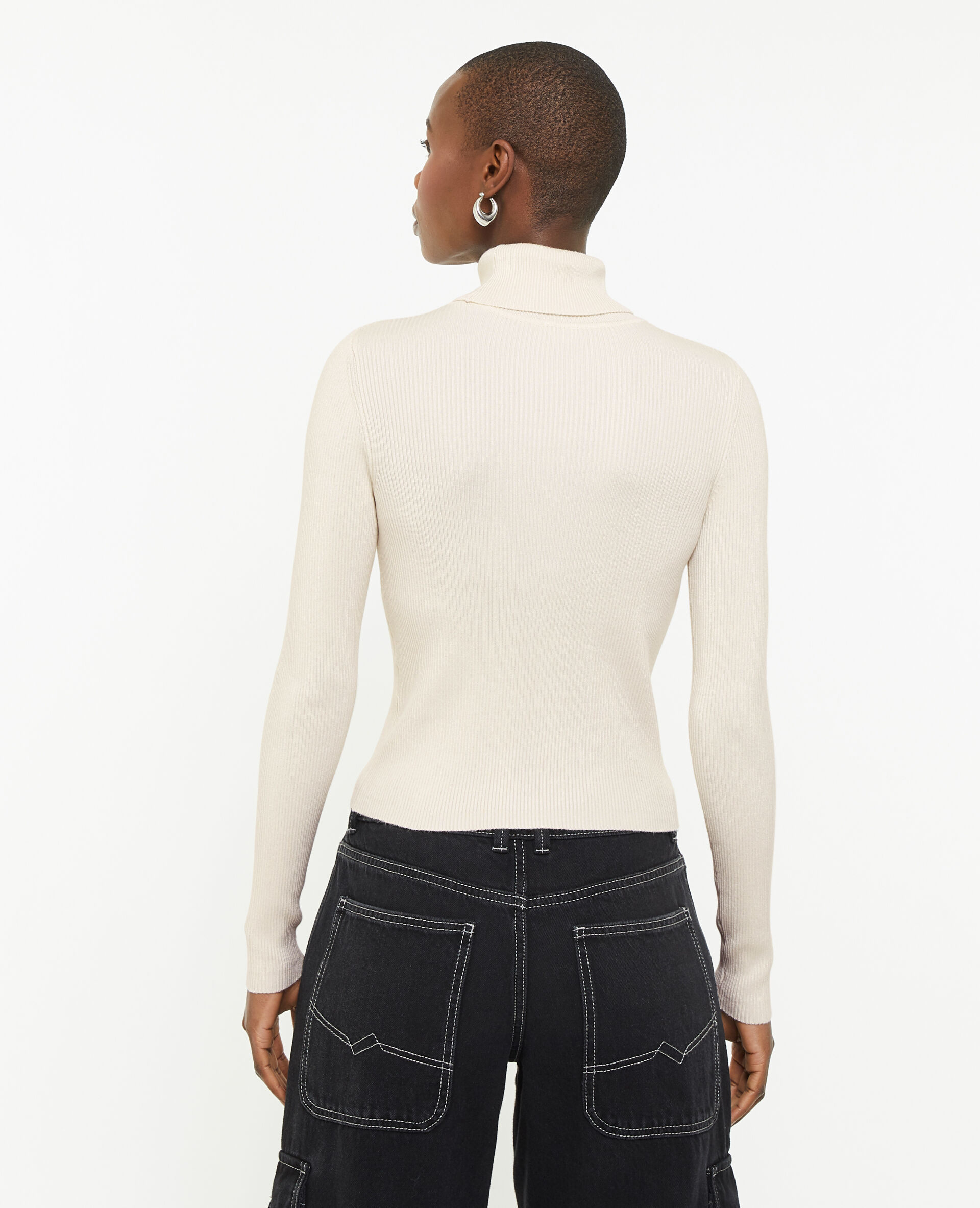 Pull à col roulé court - Blanc