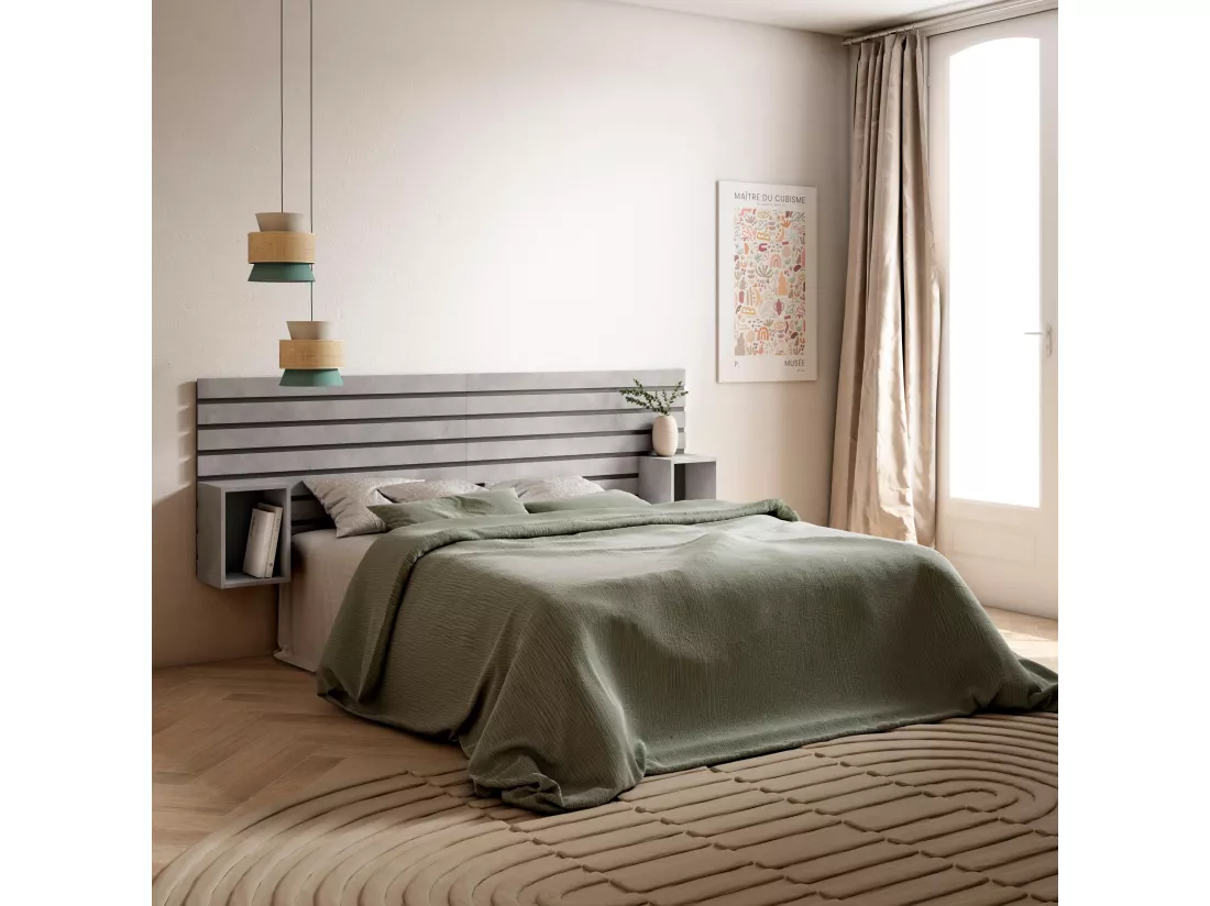 Tête de lit, 214x70x3 cm, Lit 120,135,140,150,160 cm, Panneaux Muraux, Ciment