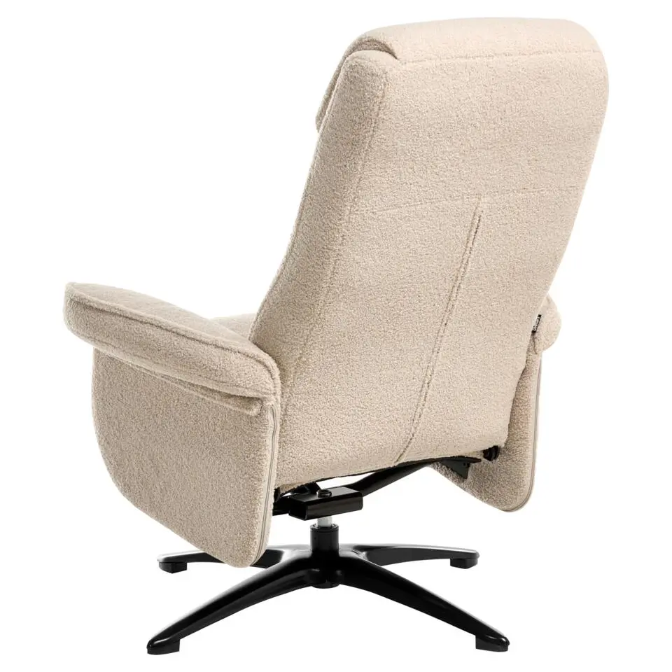 GERAS - Relaxfauteuil met voetenbank - Beige - Bouclé