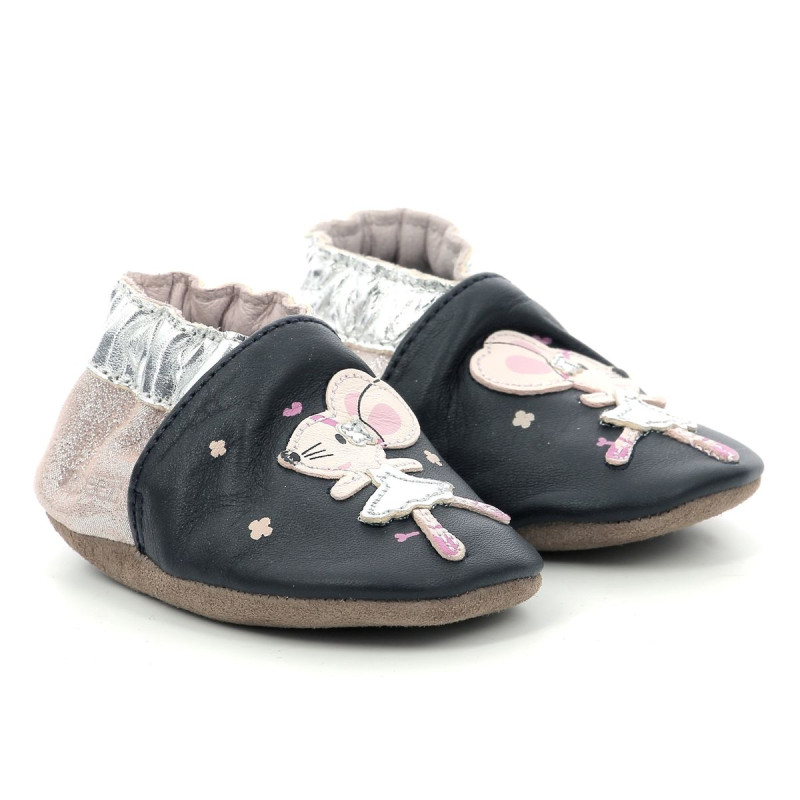 Robeez Robeez Chaussons Dancing Mouse Marine Rose