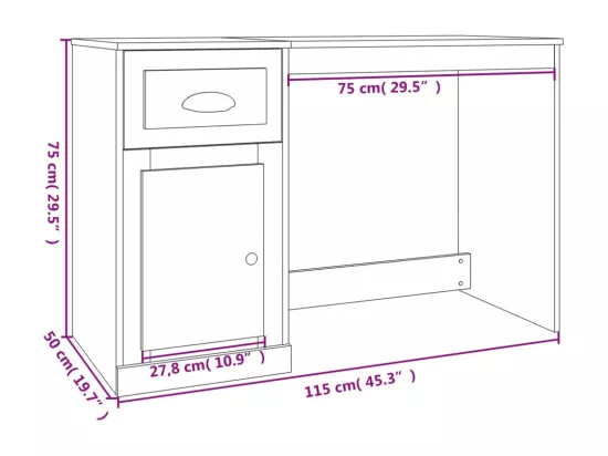 Bureau avec tiroir noir 115x50x75 cm bois d'ingénierie