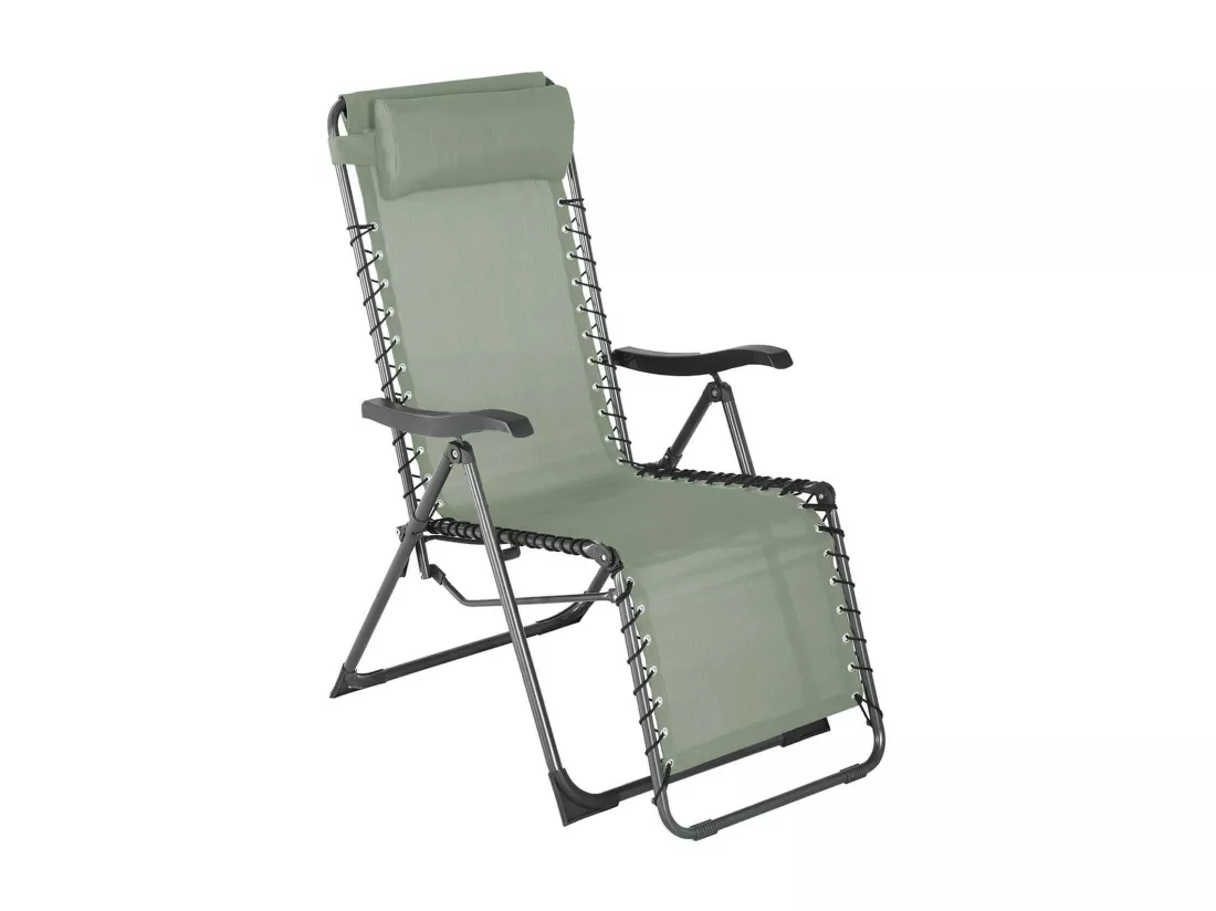 Chaise Longue Gravité Zéro Rebecca Mobili Jais 113x66x104 Polyester Acier Vert Gris Foncé