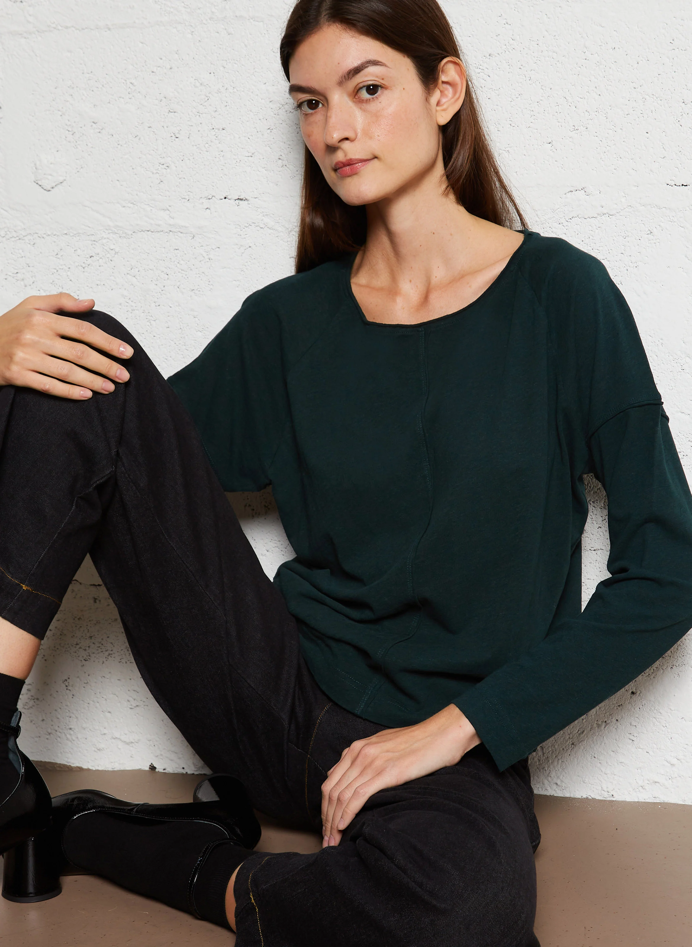 DAKOTA - Tee-shirt col bateau en coton mélangé | Vert