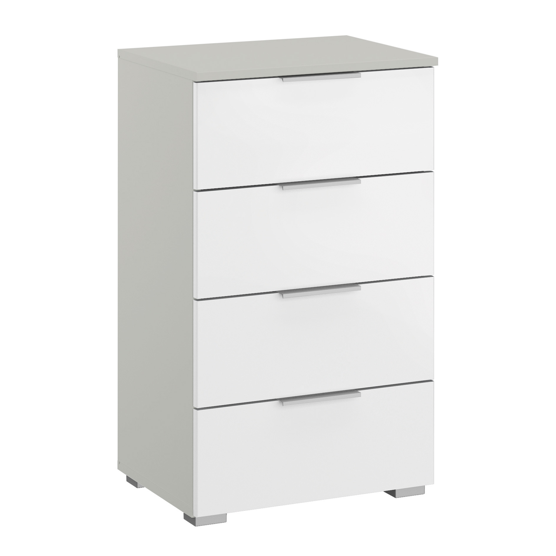 Kommode - alpinweiß-seidengrau - 4 Schubkästen - 47 cm