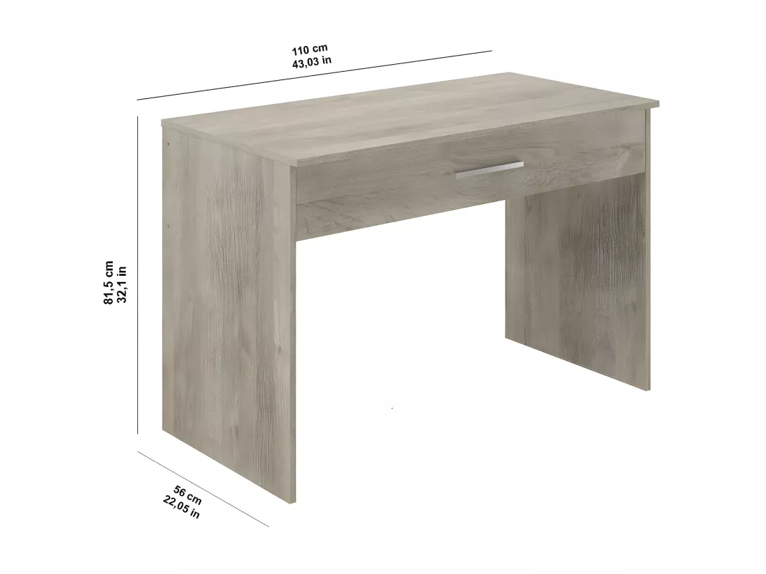 Bureau SAME 1 grand tiroir 110x56x81 cm chêne TALESA