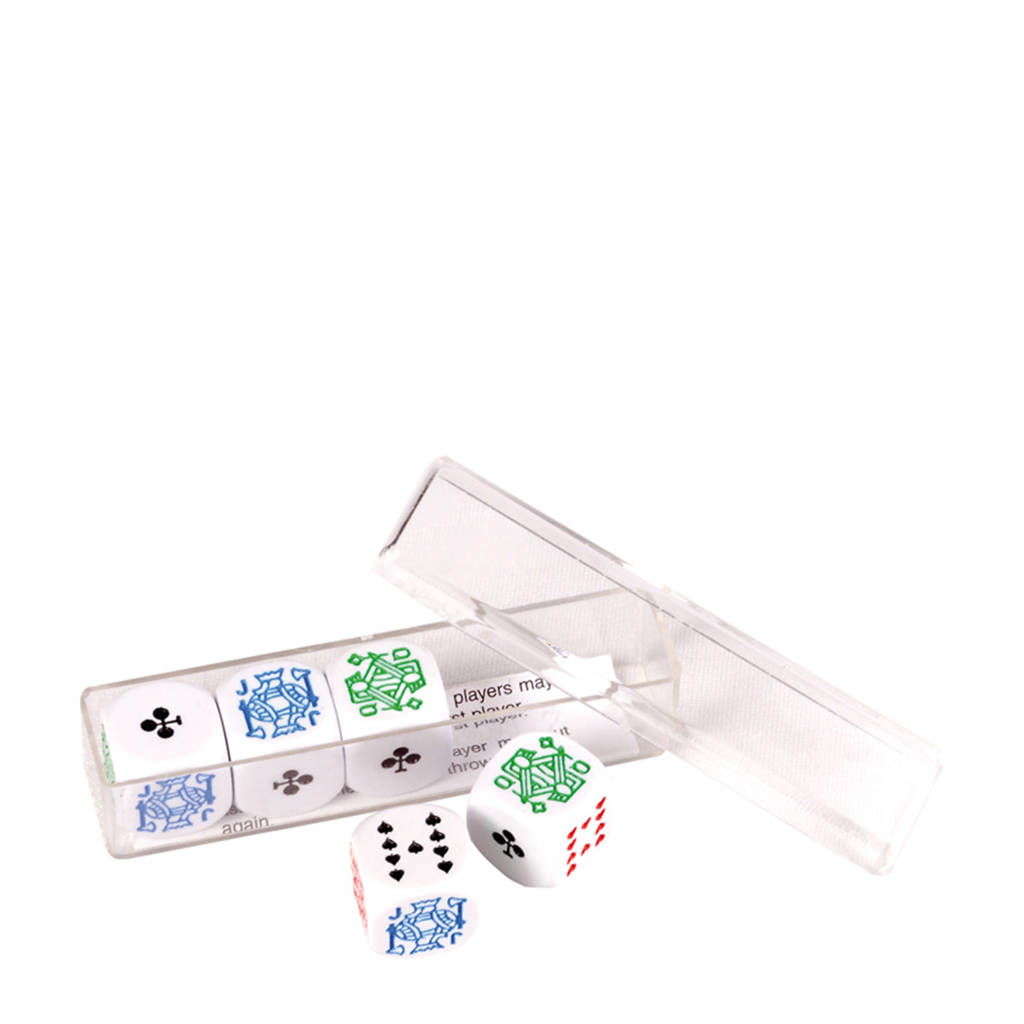5 dobbelstenen poker 16mm in doosje Set van 5 pokerdobbelstenen in doosje
