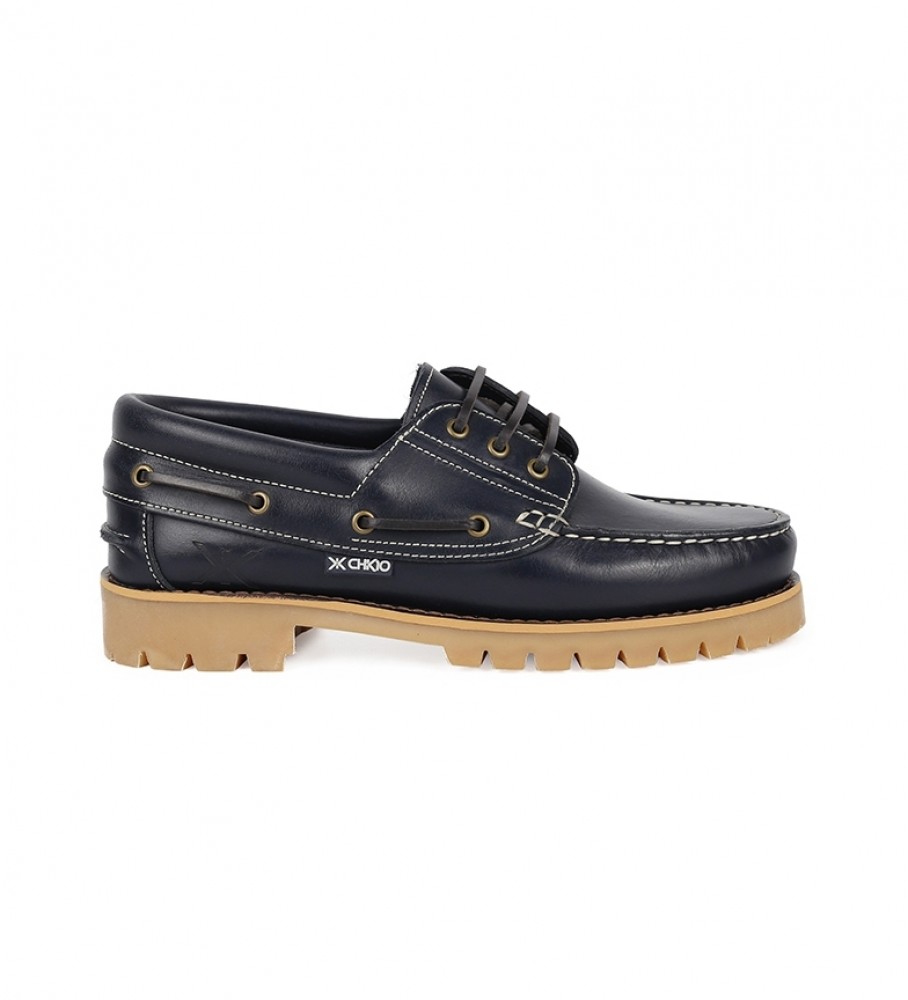Chiko10 Nuticos couro masculino 01 azul marinho