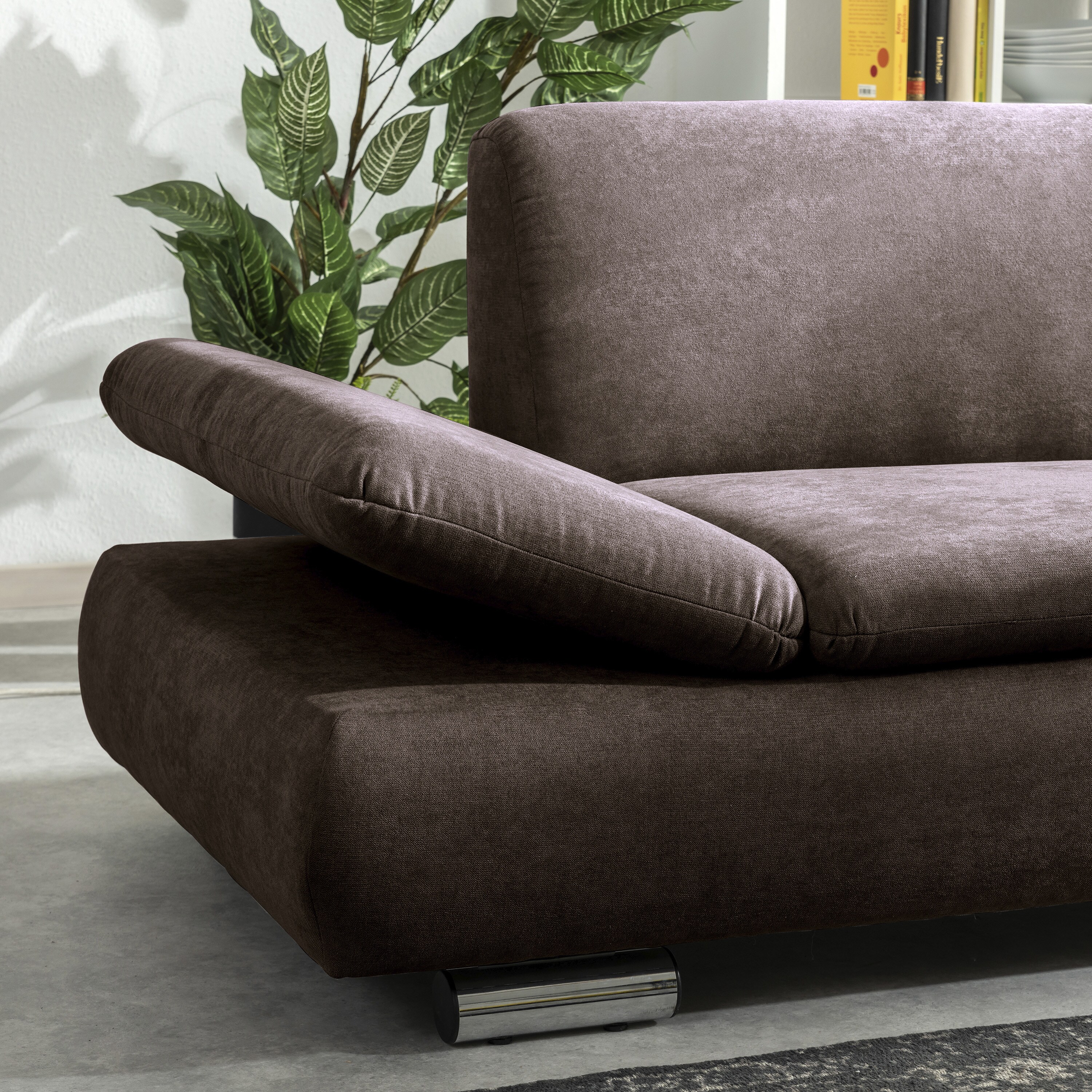 Max Winzer Terrence Sofa 2,5-Sitzer links mit Ecksofa rechts Flachgewebe schoko