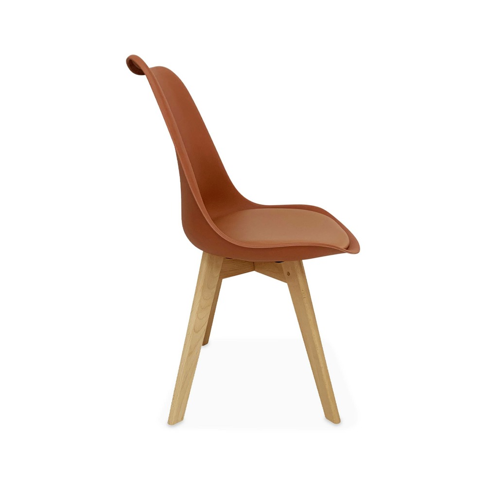 Lot de 4 chaises scandinaves. Pieds bois de hêtre. Chaises 1 place. Terracotta