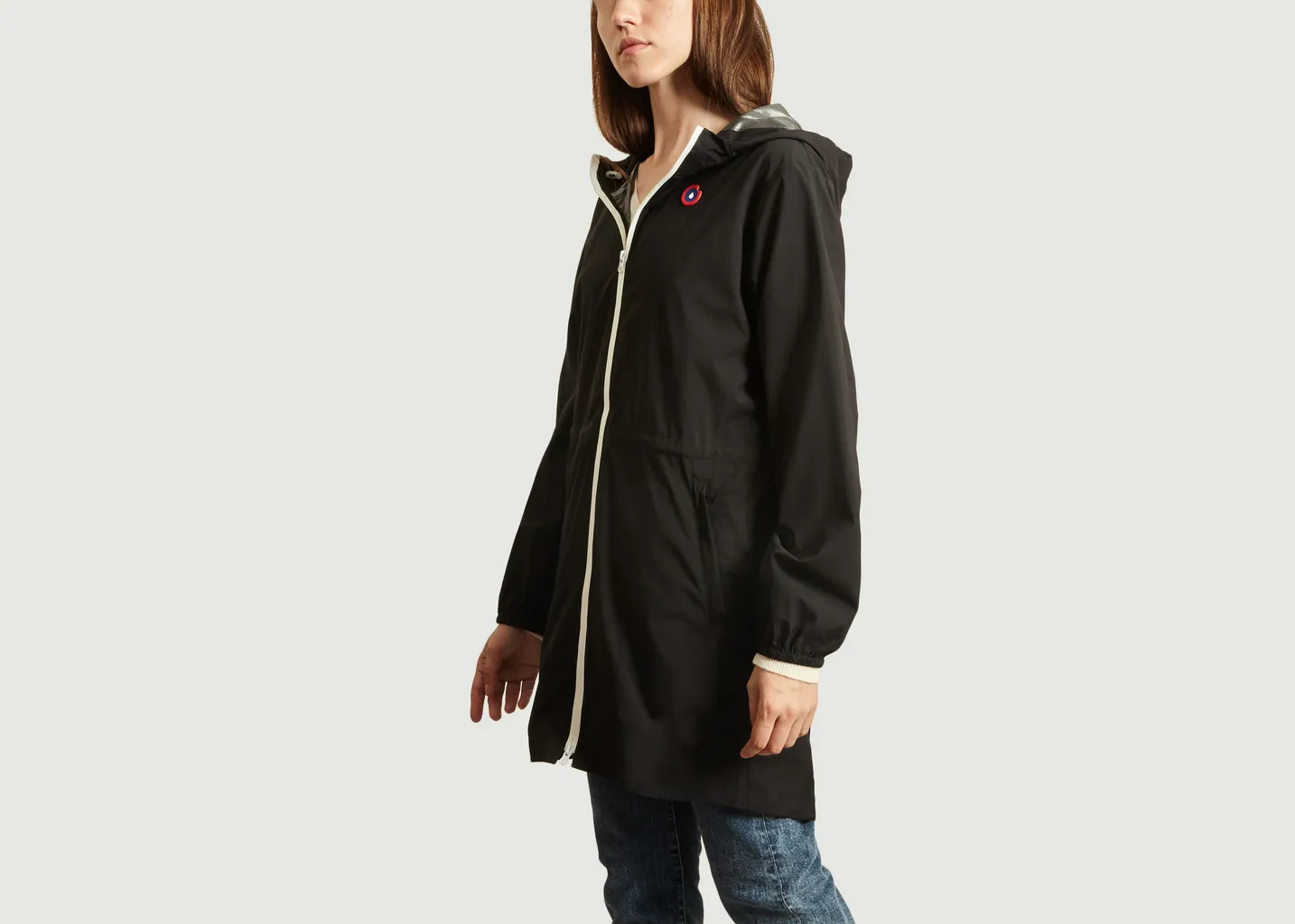 Imperméable long en toile recyclée Amelot Flotte