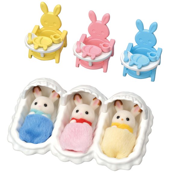 Les triplés lapin chocolat et accessoires puériculture - Sylvanian Families 5532