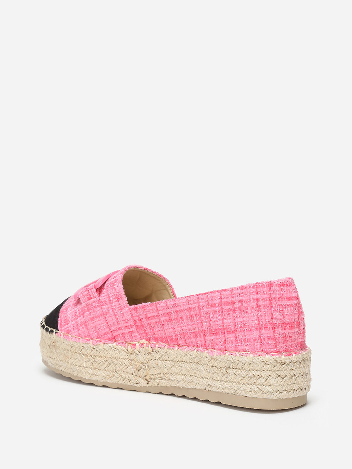 Espadrilles effet tweed avec bride- Fuchsia