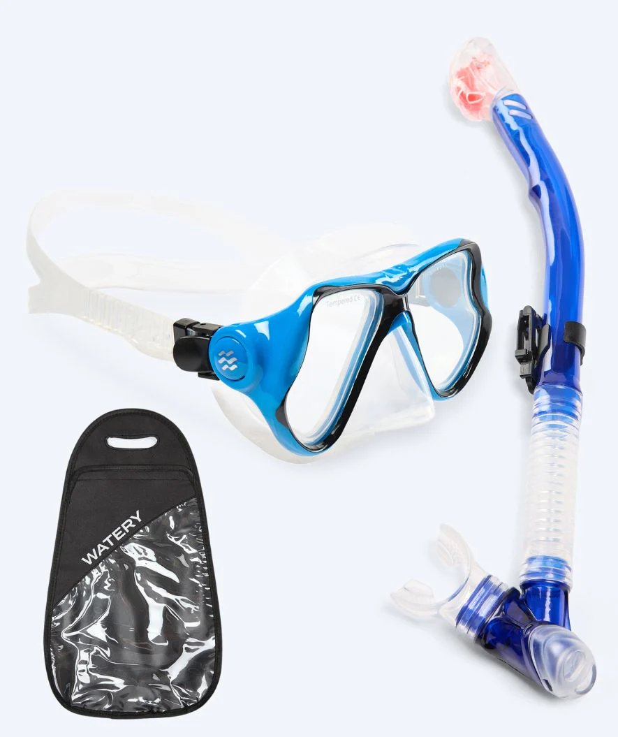 Watery Combo snorkelsæt til voksne - Hudson Full-dry - Blå