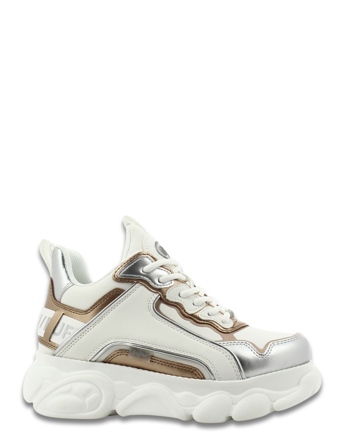 buffalo Baskets compensées Femme Cld Chai Blanc/Argent/Doré Vegan