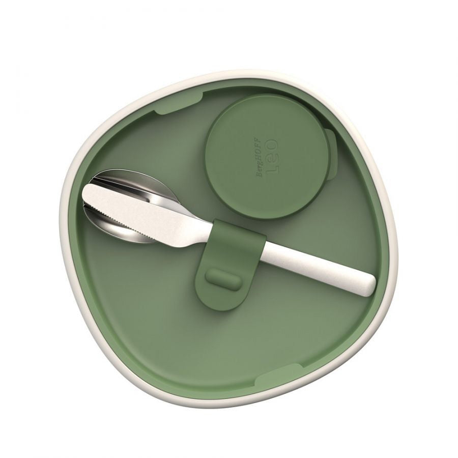 Lunchset met bestek, Wit|Groen - Polypropyleen - BergHOFF|Leo Line