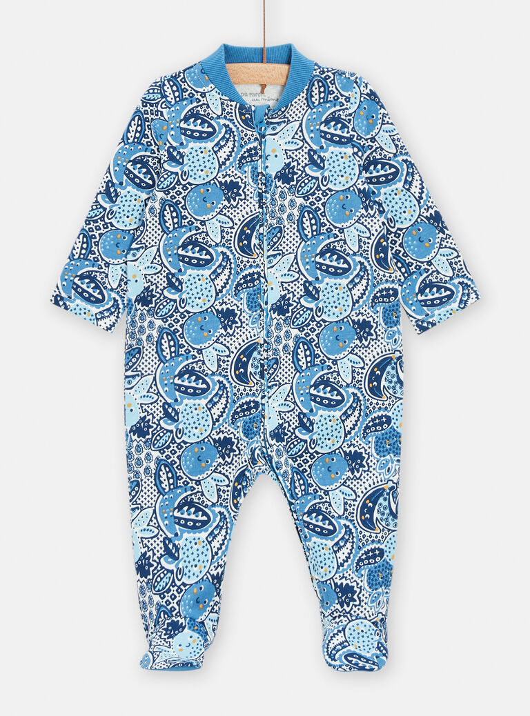 Grenouillère imprimé cachemire bleu pour bébé garçon
