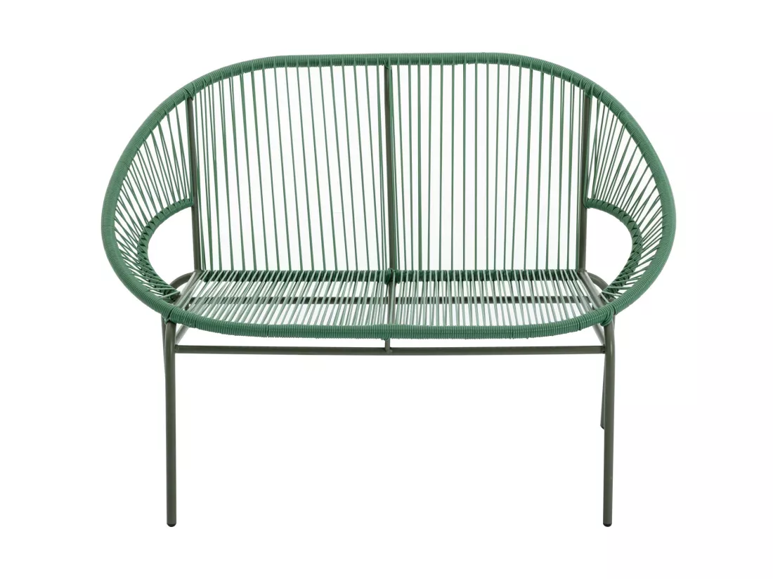 Salon de jardin en fils de résine tressés : 2 fauteuils, un banc et une table - Kaki - ALIOS III de MYLIA