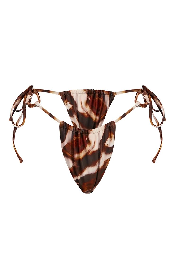 Chocolat Bas De Bikini À Liens Latéraux Imprimé Tie Dye