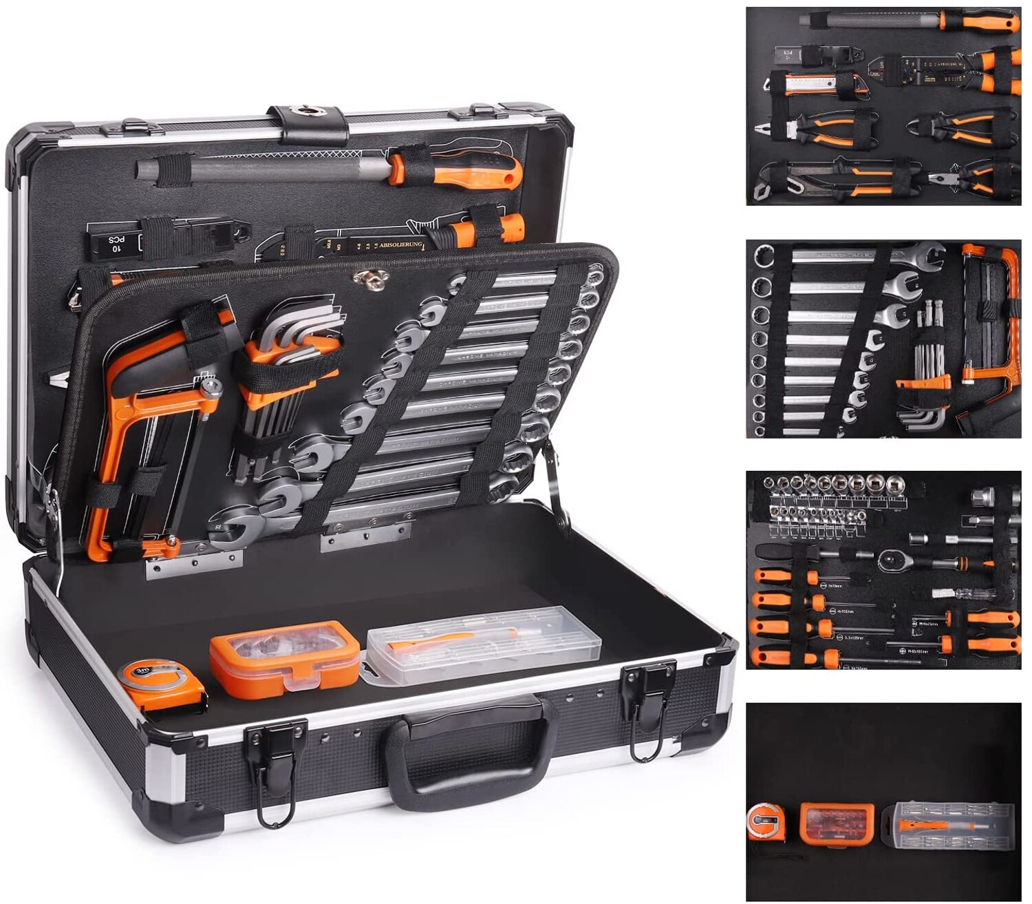 TACKLIFE HHK4B, Multifunktionaler 56-teilig Haushalts-Werkzeugkoffer für den Heimgebrauch, perfekt für alle Heimwerkerarbeiten mit Hammer, Messer, Schraubendreher