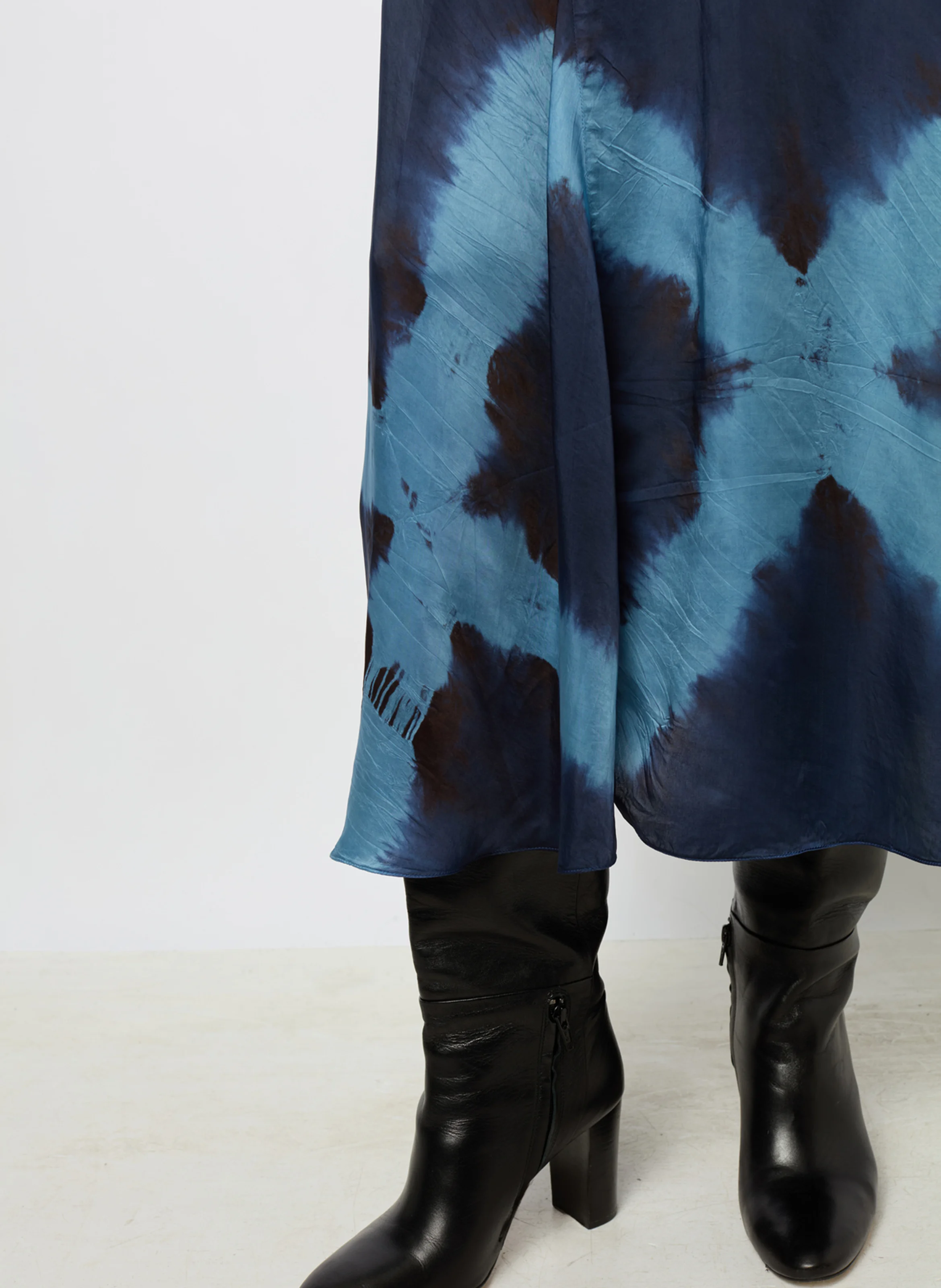 CATRIONA - Jupe longue évasée tie and dye | Bleu