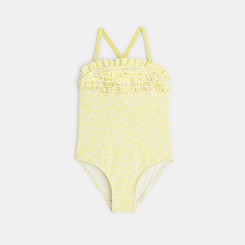 Maillot de bain une pièce fleuri bébé fille Gris ou noir