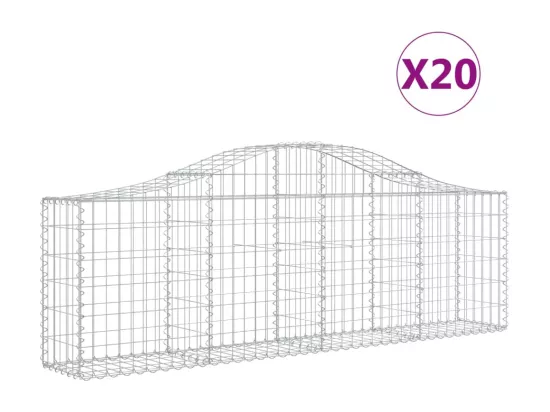 Paniers à gabions arqués 20 pcs 200x30x60-80 Fer galvanisé